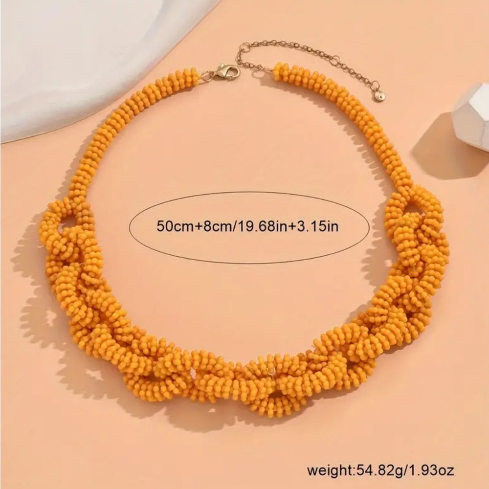 Yellow Acrylic Knotted Statement Necklace - Picture 3 of 3